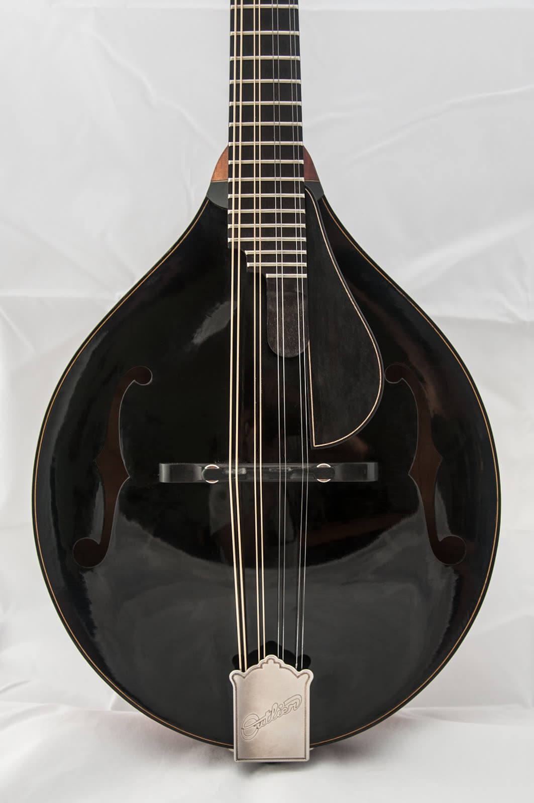 A-model mandolin — top, black lacquer