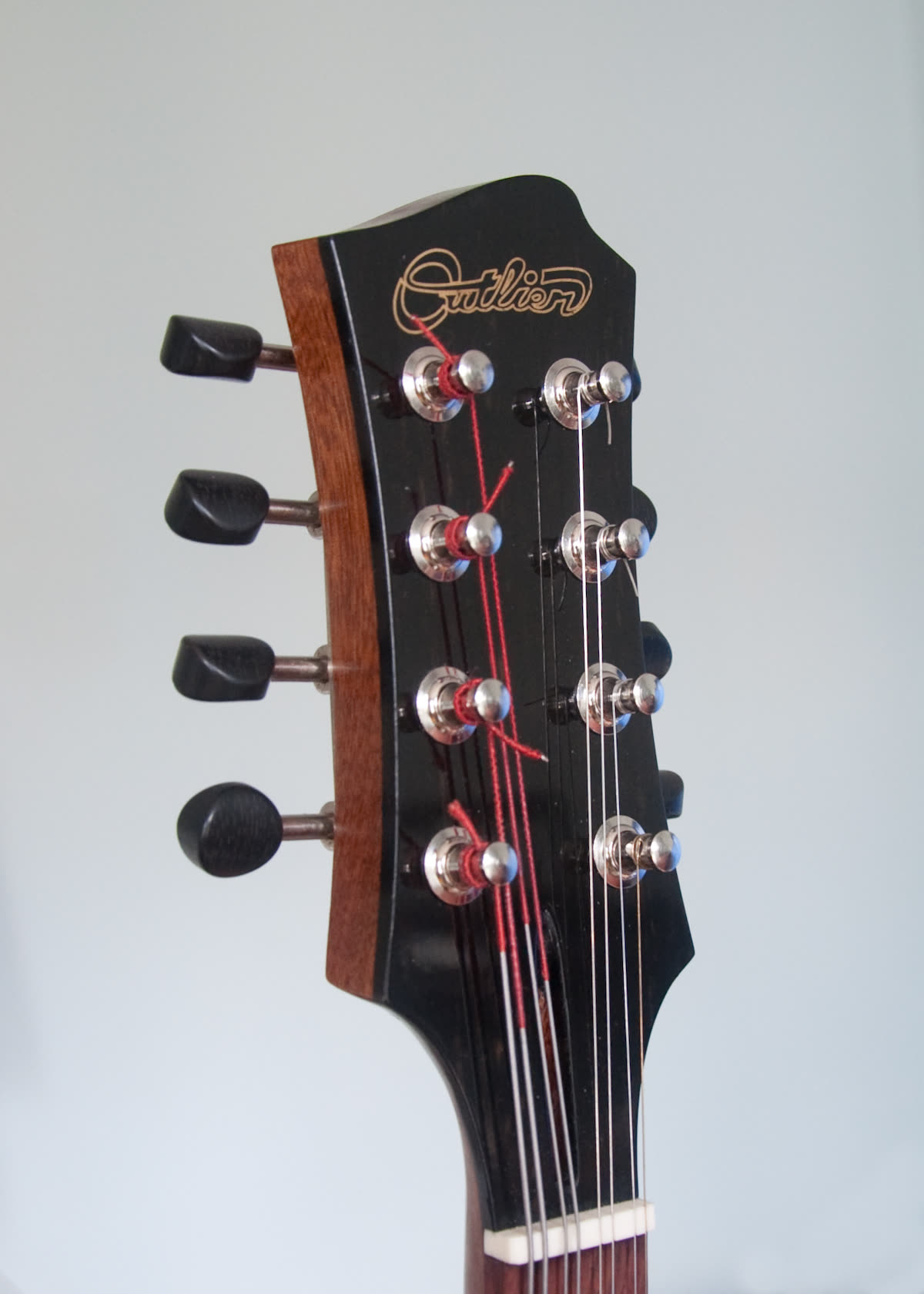 Electric mandolin, headstock, mahogany, ebony
