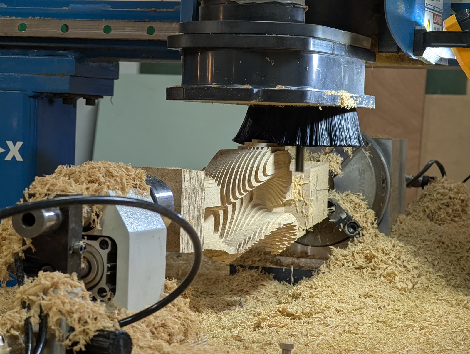 White oak handrail, process